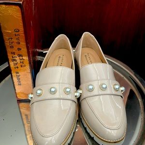 Alex Marie Patent Pearl Detail Lug Sole Loafers